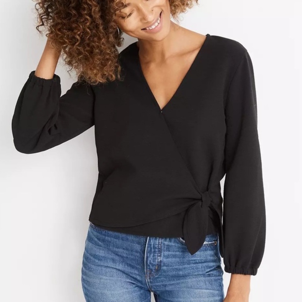 Madewell Texture‎ & Thread Crepe Wrap Top Blouse Size Medium